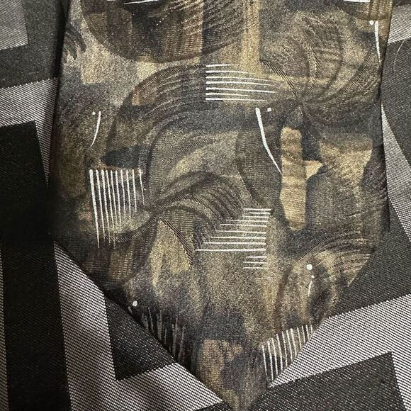 Dimitrius olive/black with white scratch detailing neck Tie, 100% Silk Great c - Picture 3 of 5